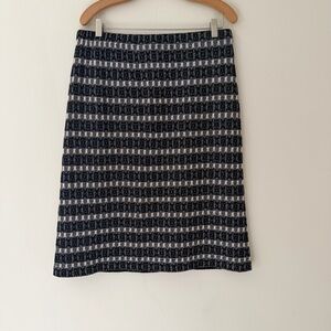 St. John Collection Santana Knit Skirt Black Cream Wool Pull On Size 14 Classic
